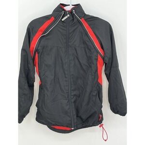 Vintage Wilson Full Zip Windbreaker Jacket Womens Size M Removable Sleeves Black